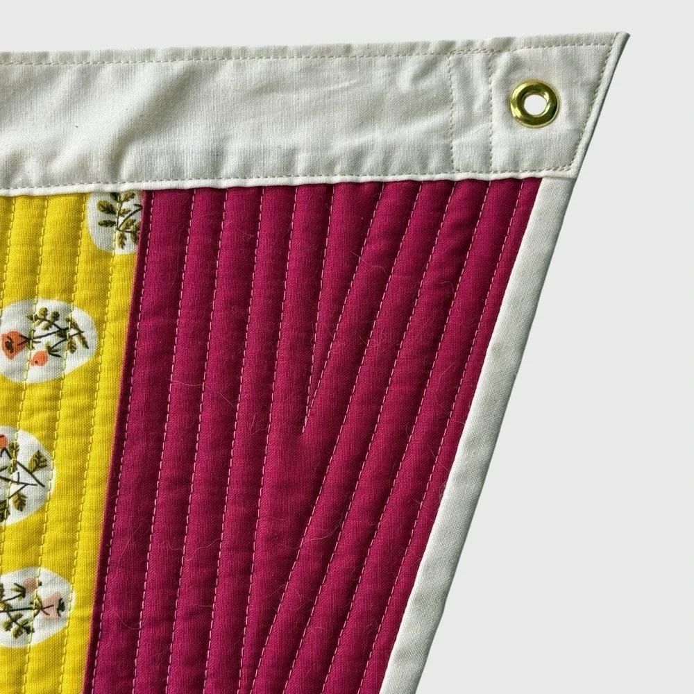 Handcrafted Pansexual Pride Pennant Banner Quilt Wall Hanging Modern 15.5x20.75